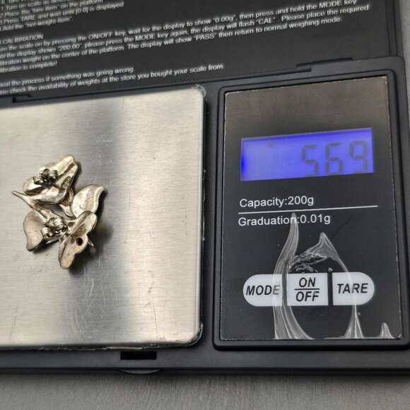 VTG Sterling Silver Floral Lily Post Earrings 1" Etched Details 5.69g - Picture 5 of 5